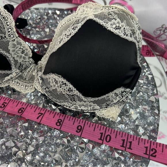Bra lace black cream jewel dangly detail crystal beaded cupped sexy bra - Picture 9 of 10